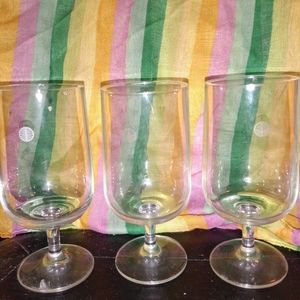 3 Pan Am first class wine glasses